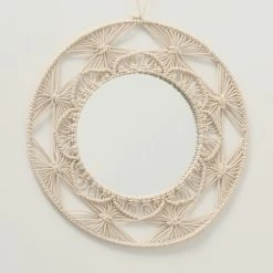 Spiegel - creme - Makramee - Ø 37 cm -Flur & Diele Verkaufsgeschäft 0130015900 02 1600Wx1600H