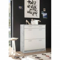 Schuhkipper - Beton-weiß - 87 cm breit -Flur & Diele Verkaufsgeschäft 0153012401 03 1600Wx1600H