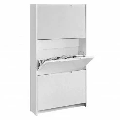 Schuhkipper - weiß Hochglanz - 3 Klappen -Flur & Diele Verkaufsgeschäft 1015090700 02 1600Wx1600H