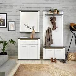 Luca Bessoni Garderobenbank ALASSIO - weiß Hochglanz - Matera dunkel - 85 cm 9 Luca Bessoni Garderobenbank ALASSIO - weiß Hochglanz - Matera dunkel - 85 cm -Flur & Diele Verkaufsgeschäft 1016020500 04 1600Wx1600H