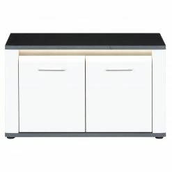 Luca Bessoni Garderobenbank ALASSIO - weiß Hochglanz - Matera dunkel - 85 cm