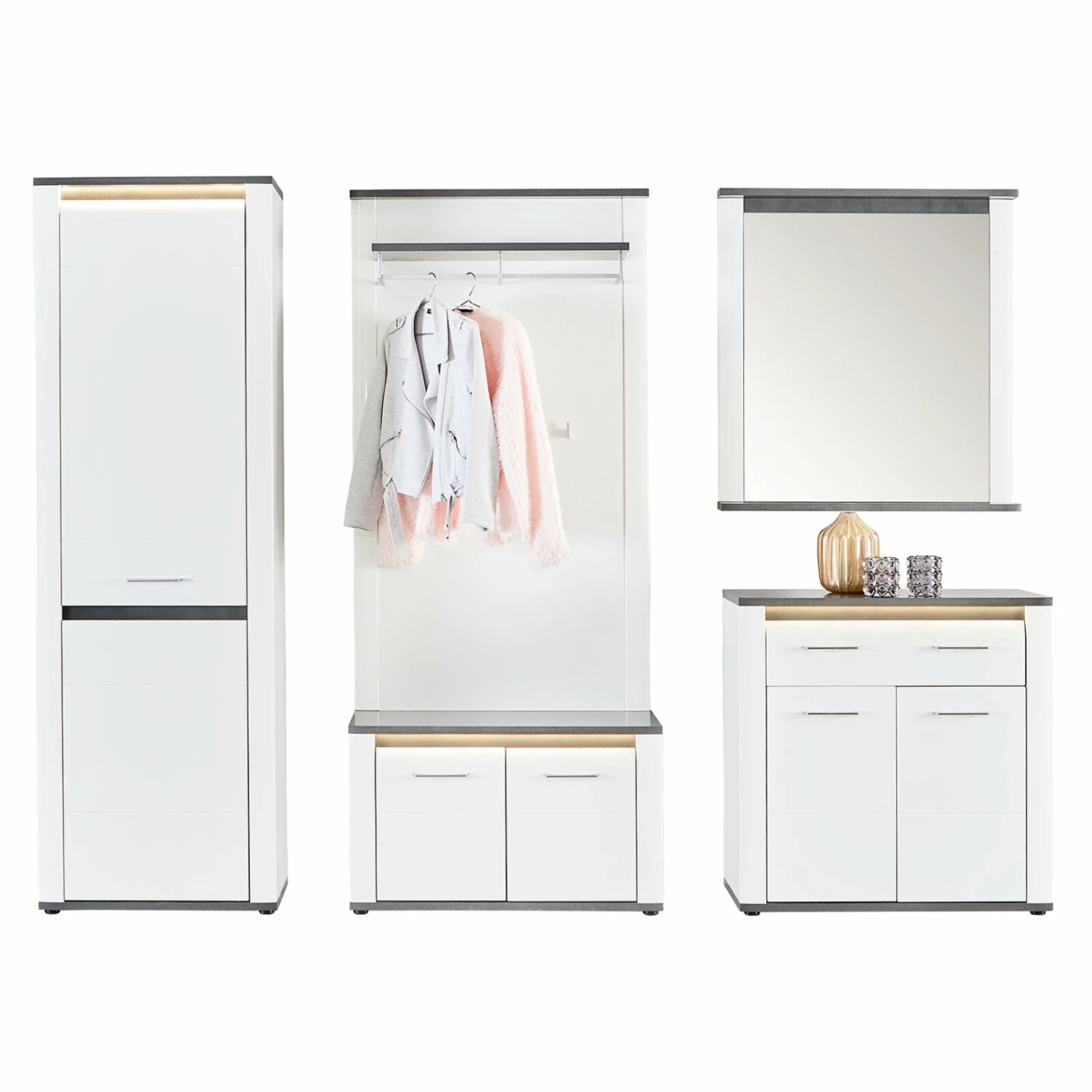 Luca Bessoni Garderobenpaneel ALASSIO - weiß Hochglanz - Matera dunkel - 85 cm 4 Luca Bessoni Garderobenpaneel ALASSIO - weiß Hochglanz - Matera dunkel - 85 cm – Bild 2