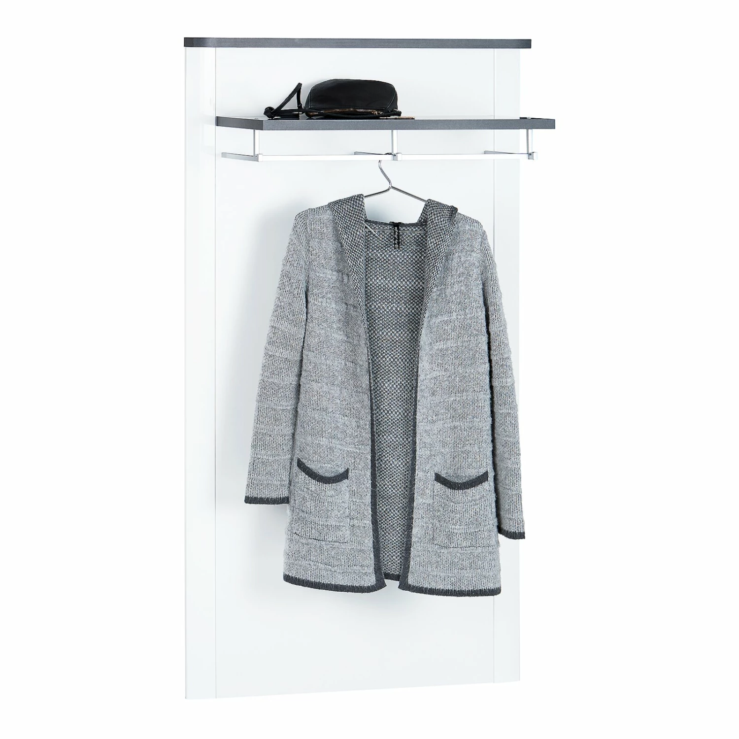 Luca Bessoni Garderobenpaneel ALASSIO - weiß Hochglanz - Matera dunkel - 85 cm 3 Luca Bessoni Garderobenpaneel ALASSIO - weiß Hochglanz - Matera dunkel - 85 cm