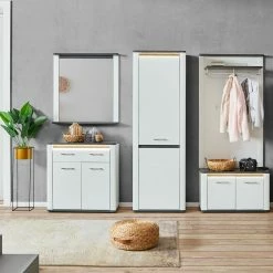 Luca Bessoni Garderobenkommode ALASSIO - weiß Hochglanz - Matera dunkel - 85 cm -Flur & Diele Verkaufsgeschäft 1016020800 05 1600Wx1600H