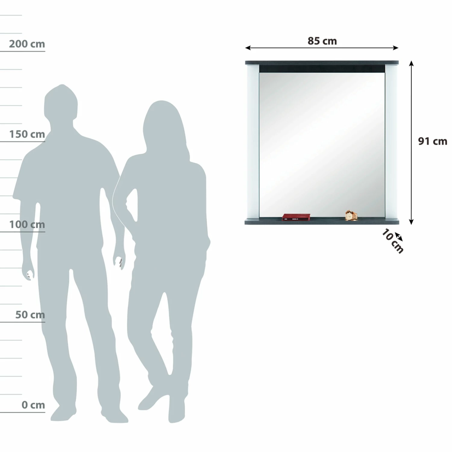 Luca Bessoni Spiegel ALASSIO - weiß-Hochglanz - Matera dunkel - 85x91 cm 4 Luca Bessoni Spiegel ALASSIO - weiß-Hochglanz - Matera dunkel - 85x91 cm – Bild 2