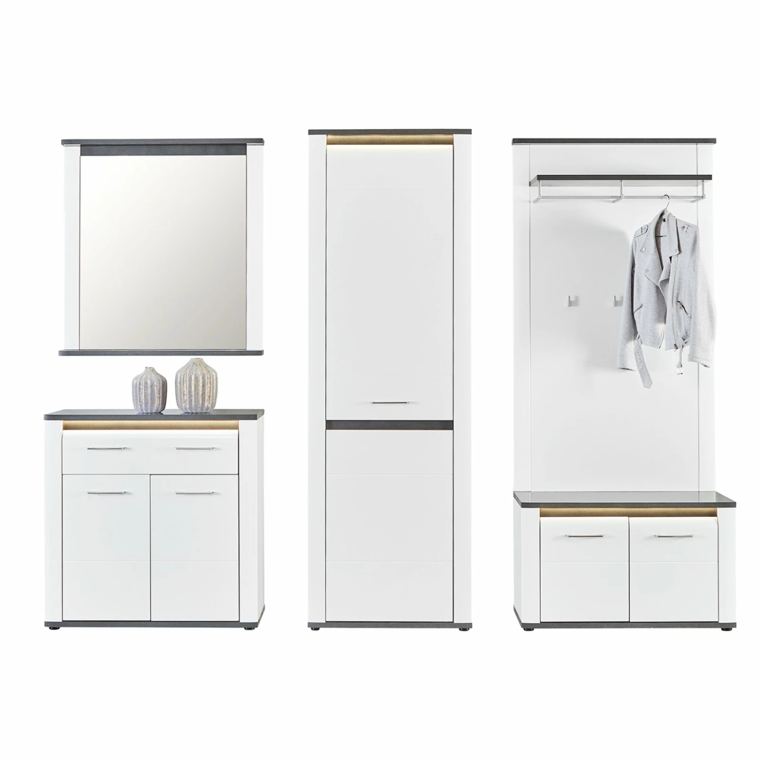 Luca Bessoni Spiegel ALASSIO - weiß-Hochglanz - Matera dunkel - 85x91 cm 5 Luca Bessoni Spiegel ALASSIO - weiß-Hochglanz - Matera dunkel - 85x91 cm – Bild 3