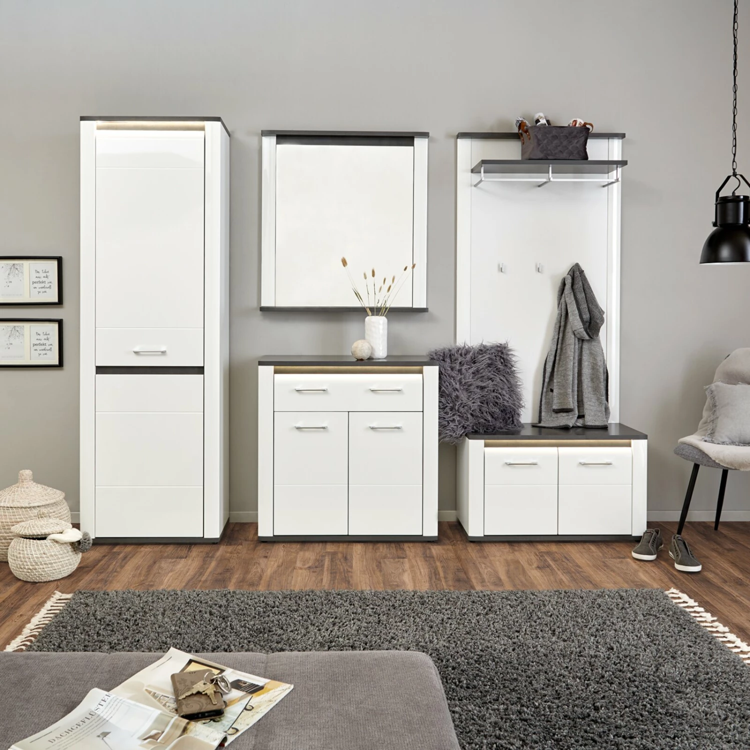 Luca Bessoni Spiegel ALASSIO - weiß-Hochglanz - Matera dunkel - 85x91 cm 6 Luca Bessoni Spiegel ALASSIO - weiß-Hochglanz - Matera dunkel - 85x91 cm – Bild 4