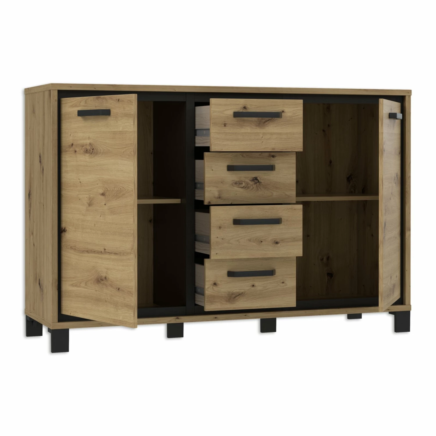 Sideboard - Artisan Eiche-Schwarzeiche - 4 Schubkästen 5 Sideboard - Artisan Eiche-Schwarzeiche - 4 Schubkästen – Bild 3