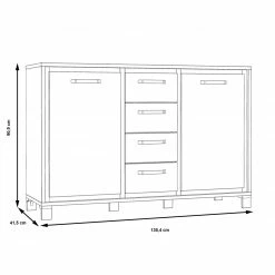 Sideboard - Artisan Eiche-Schwarzeiche - 4 Schubkästen 12 Sideboard - Artisan Eiche-Schwarzeiche - 4 Schubkästen -Flur & Diele Verkaufsgeschäft 1023007400 05 1600Wx1600H
