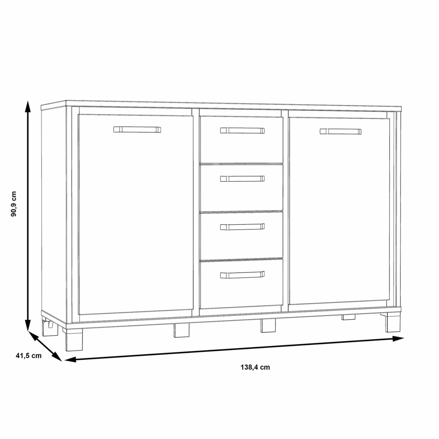 Sideboard - Artisan Eiche-Schwarzeiche - 4 Schubkästen 7 Sideboard - Artisan Eiche-Schwarzeiche - 4 Schubkästen – Bild 5