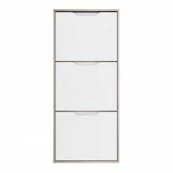 Schuhschrank - weiß Hochglanz-Sandeiche - 55 cm breit -Flur & Diele Verkaufsgeschäft 1023008500 02 1600Wx1600H