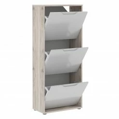 Schuhschrank - weiß Hochglanz-Sandeiche - 55 cm breit -Flur & Diele Verkaufsgeschäft 1023008500 03 1600Wx1600H