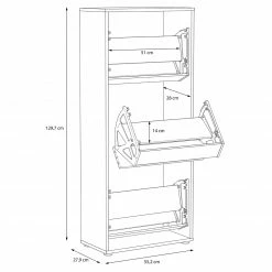 Schuhschrank - weiß Hochglanz-Sandeiche - 55 cm breit -Flur & Diele Verkaufsgeschäft 1023008500 05 1600Wx1600H