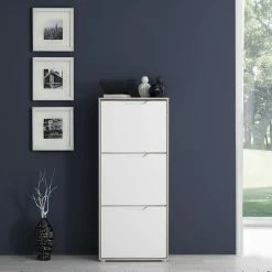 Schuhschrank - weiß Hochglanz-Sandeiche - 55 cm breit -Flur & Diele Verkaufsgeschäft 1023008500 07 1600Wx1600H