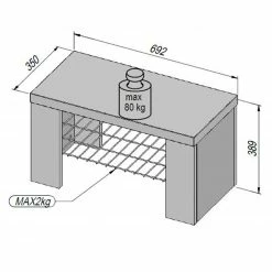 Schuhbank - Sonoma Eiche - mit Ablage -Flur & Diele Verkaufsgeschäft 1023044600 03 1600Wx1600H