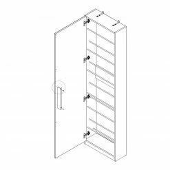 Schuhschrank - Sandeiche - mit Spiegeltür - 50 cm breit -Flur & Diele Verkaufsgeschäft 1023080700 02 1600Wx1600H