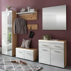 Garderobenschrank LIRO - weiß Hochglanz - Artisan Eiche -Flur & Diele Verkaufsgeschäft 1256001000 03 1600Wx1600H