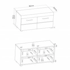 Garderobenbank LIRO - weiß Hochglanz - Artisan Eiche -Flur & Diele Verkaufsgeschäft 1256001100 03 1600Wx1600H