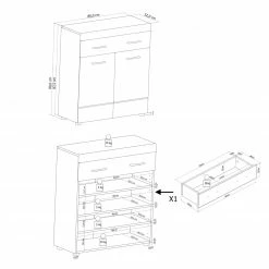Garderobenkommode LIRO - weiß Hochglanz - Artisan Eiche 9 Garderobenkommode LIRO - weiß Hochglanz - Artisan Eiche -Flur & Diele Verkaufsgeschäft 1256001300 04 1600Wx1600H
