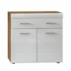 Garderobenkommode LIRO - weiß Hochglanz - Artisan Eiche