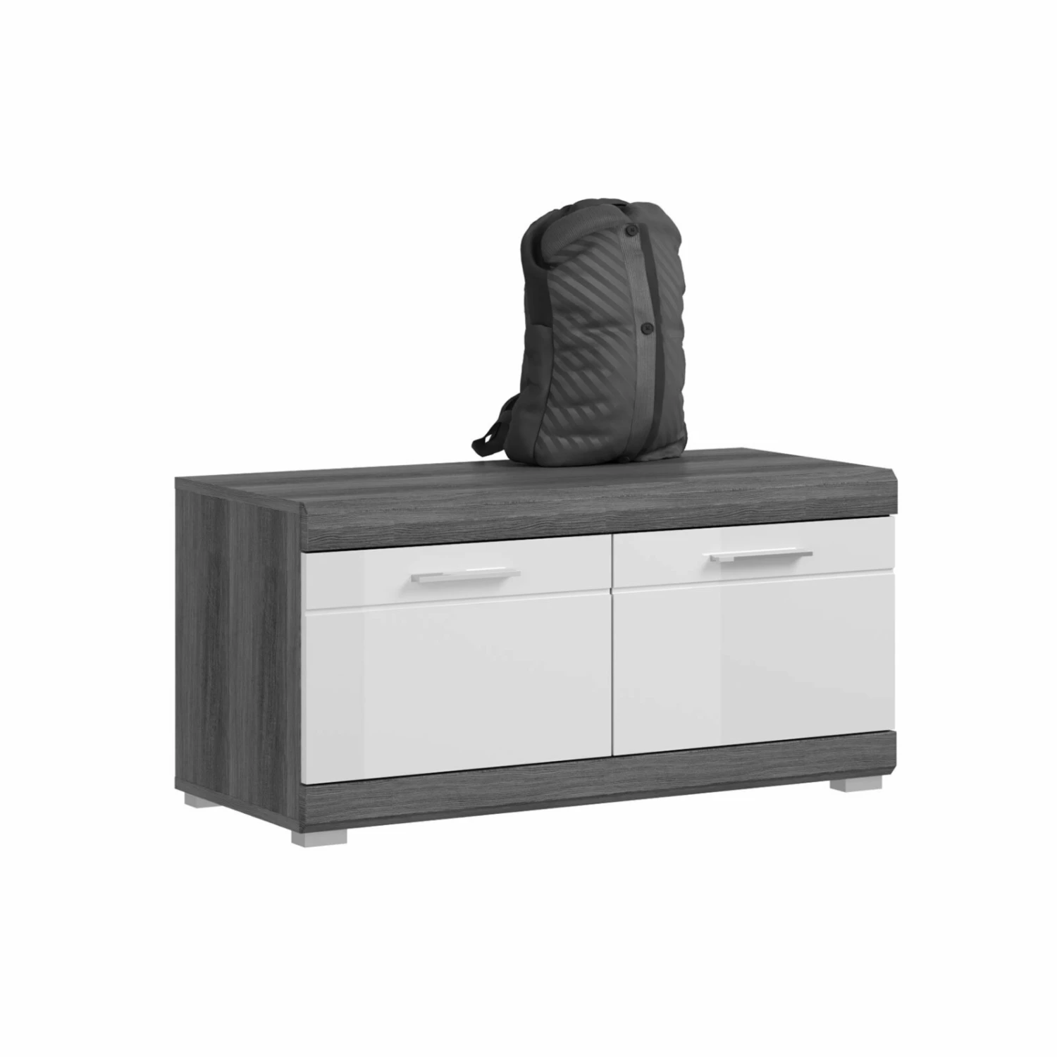 Garderobenbank SCOUT - Rauchsilber - weiß Hochglanz - 90 cm 3 Garderobenbank SCOUT - Rauchsilber - weiß Hochglanz - 90 cm