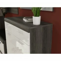 Garderobenkommode SCOUT - Rauchsilber - weiß Hochglanz - 90 cm -Flur & Diele Verkaufsgeschäft 1331002500 05 1600Wx1600H