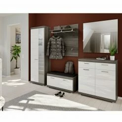 Garderobenkommode SCOUT - Rauchsilber - weiß Hochglanz - 90 cm -Flur & Diele Verkaufsgeschäft 1331002500 06 1600Wx1600H