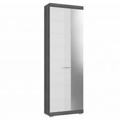 Garderobenschrank SCOUT - Rauchsilber - weiß Hochglanz - 62 cm