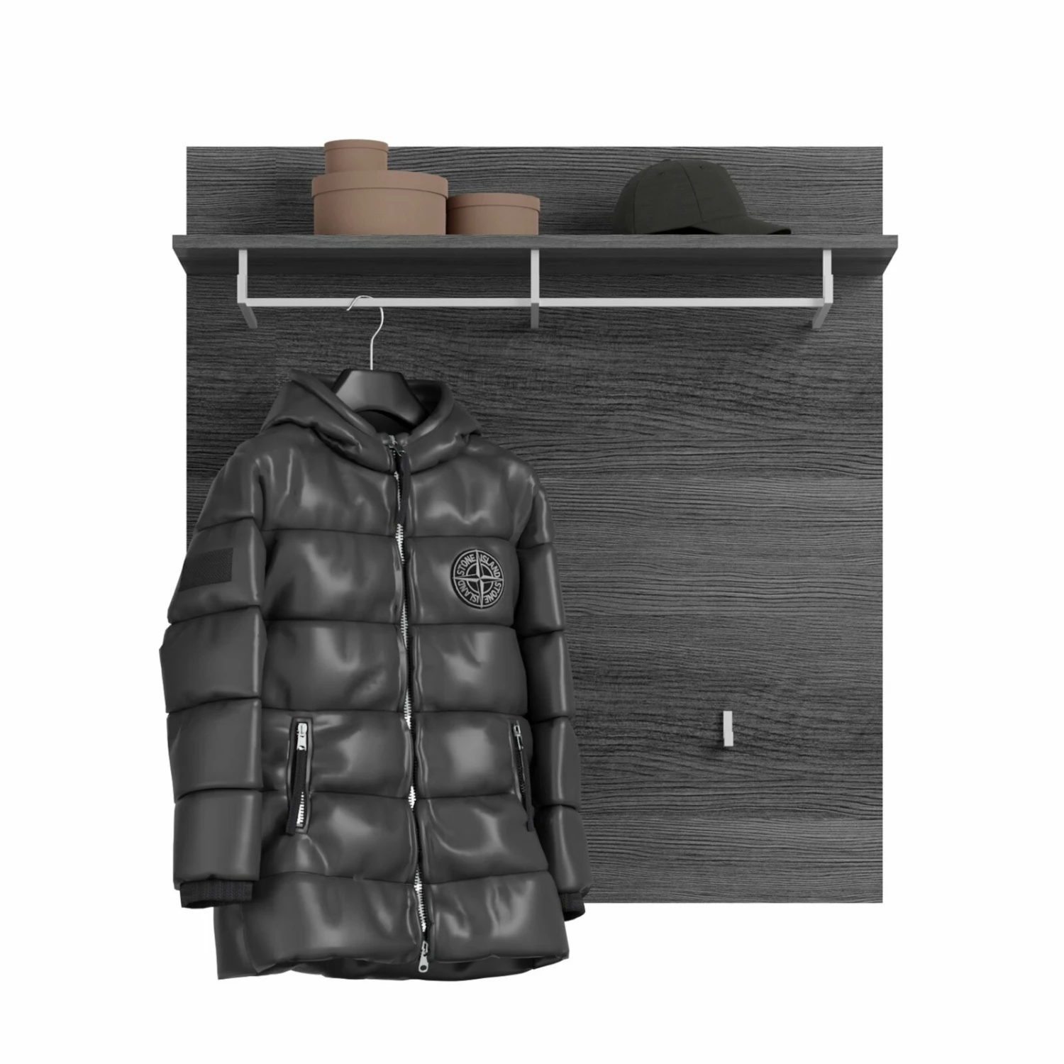 Garderobenpaneel SCOUT - Rauchsilber - mit Ablage 4 Garderobenpaneel SCOUT - Rauchsilber - mit Ablage – Bild 2