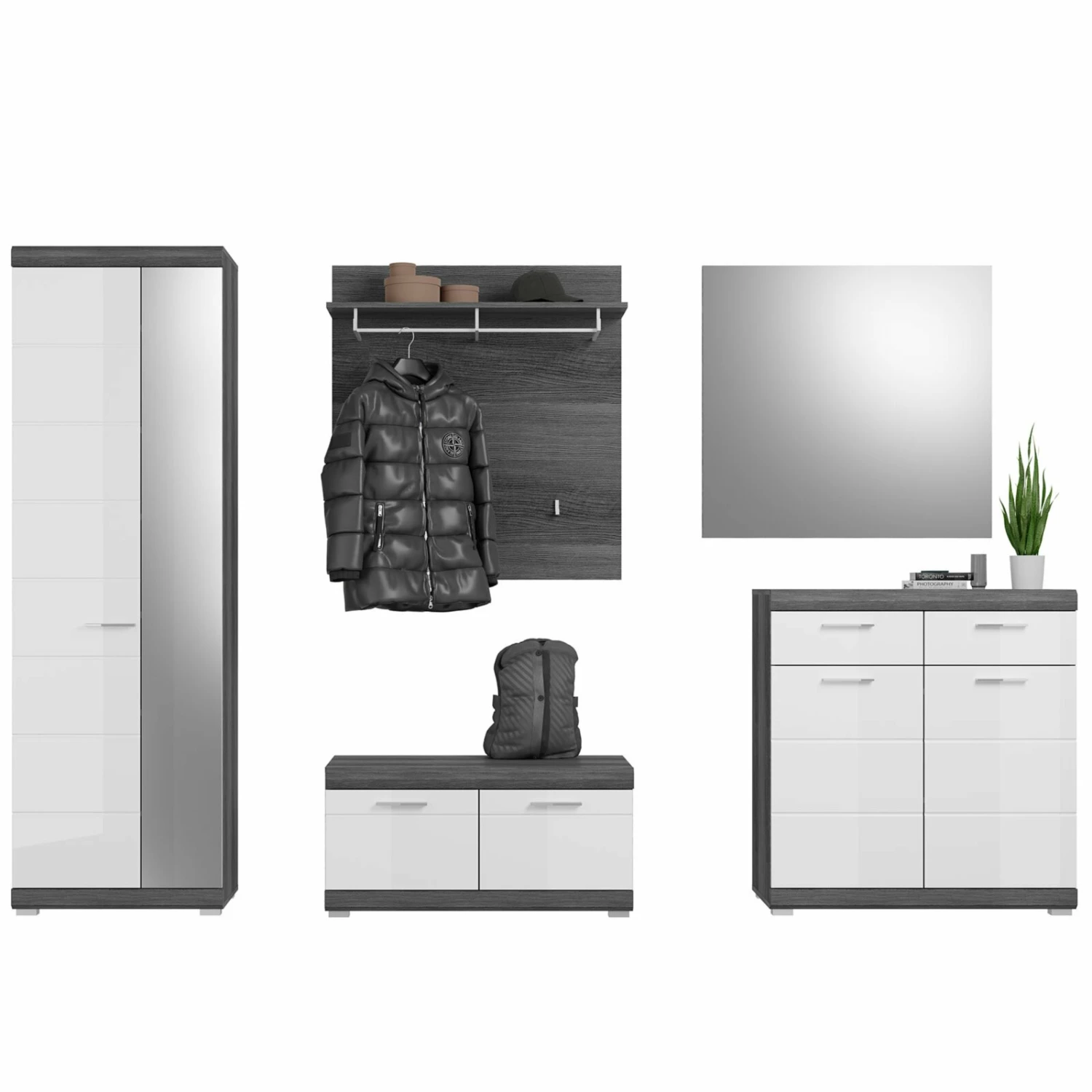 Garderobenpaneel SCOUT - Rauchsilber - mit Ablage 6 Garderobenpaneel SCOUT - Rauchsilber - mit Ablage – Bild 4