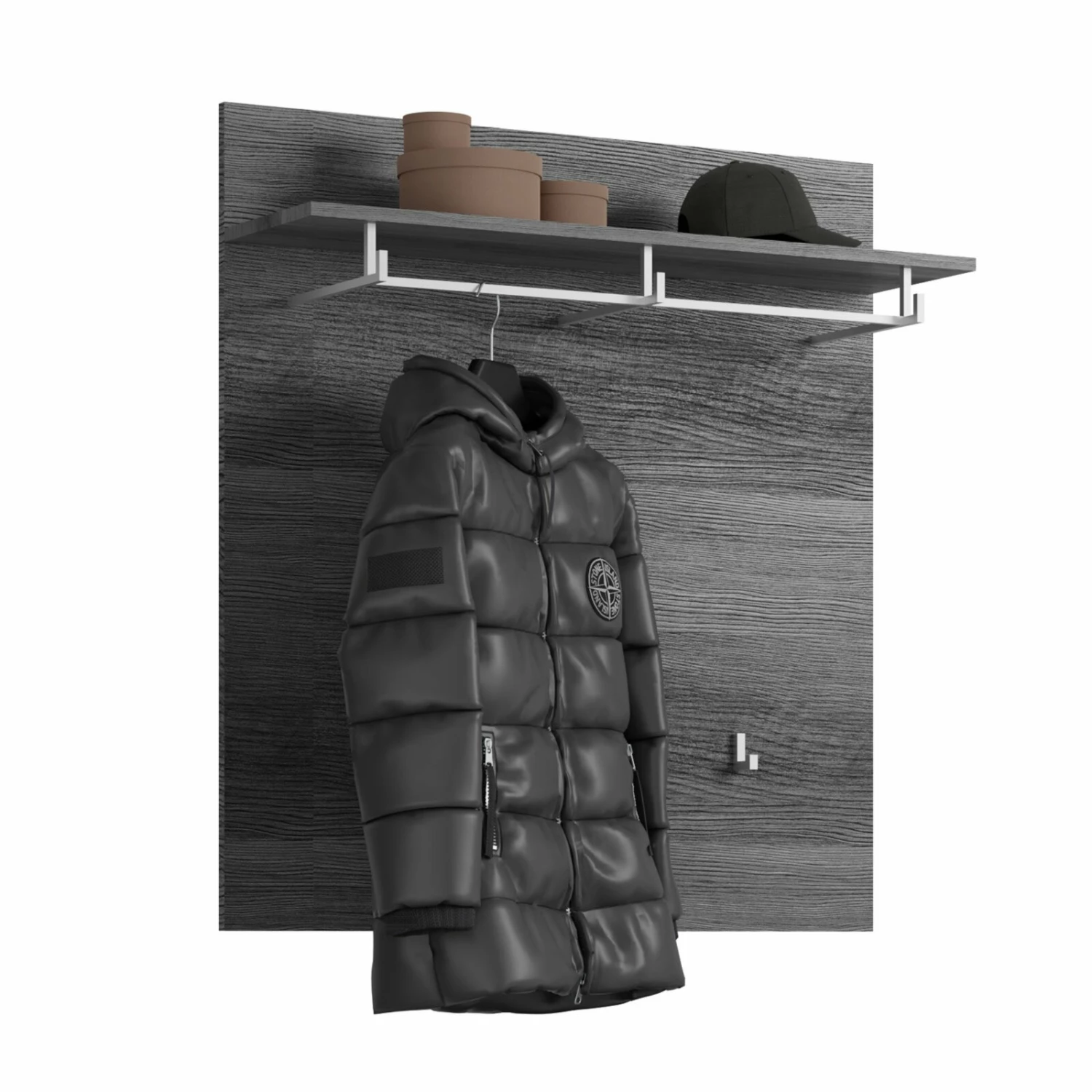 Garderobenpaneel SCOUT - Rauchsilber - mit Ablage 3 Garderobenpaneel SCOUT - Rauchsilber - mit Ablage