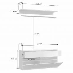 Zwischenelement PROJEKT X - weiß - 121 cm breit -Flur & Diele Verkaufsgeschäft 1331006000 04 1600Wx1600H