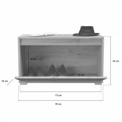 Garderobenbank TORINO - Eiche-grau - mit Klappe - 76 cm -Flur & Diele Verkaufsgeschäft 1331007000 04 1600Wx1600H