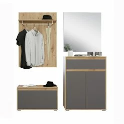 Garderobenbank TORINO - Eiche-grau - mit Klappe - 76 cm -Flur & Diele Verkaufsgeschäft 1331007000 05 1600Wx1600H