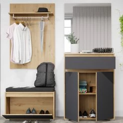 Garderobenbank TORINO - Eiche-grau - mit Klappe - 76 cm -Flur & Diele Verkaufsgeschäft 1331007000 08 1600Wx1600H