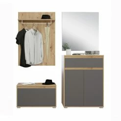 Garderobenpaneel TORINO - Eiche - mit Hutablage - 110 cm hoch -Flur & Diele Verkaufsgeschäft 1331007100 04 1600Wx1600H