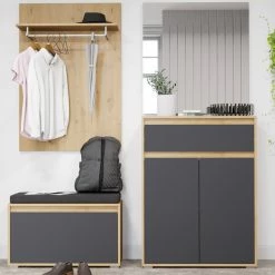 Garderobenkommode TORINO - Eiche-grau - Schubkasten - 76 cm -Flur & Diele Verkaufsgeschäft 1331007300 08 1600Wx1600H