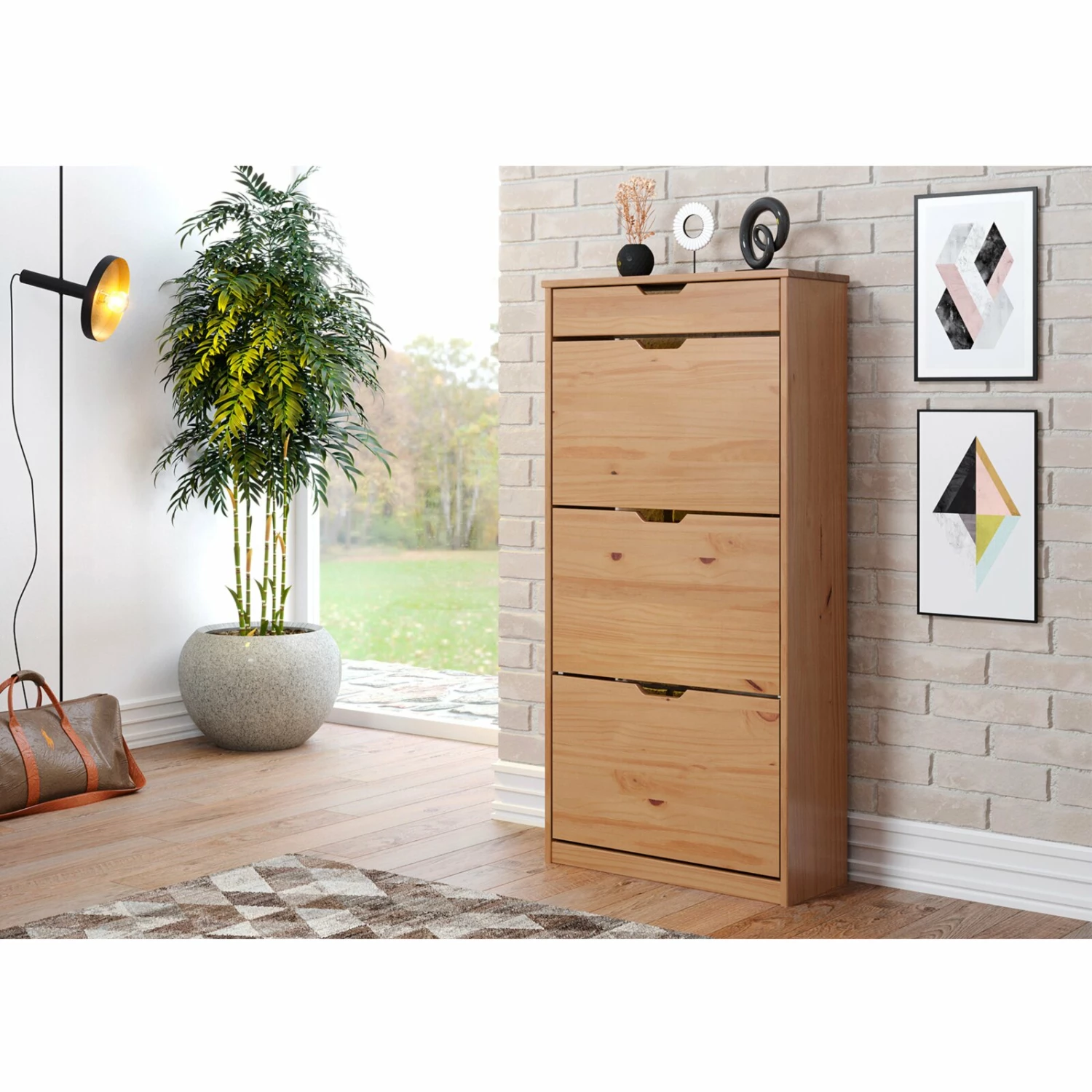 Schuhkipper - natur - Kiefer massiv - 60 cm breit 6 Schuhkipper - natur - Kiefer massiv - 60 cm breit – Bild 4