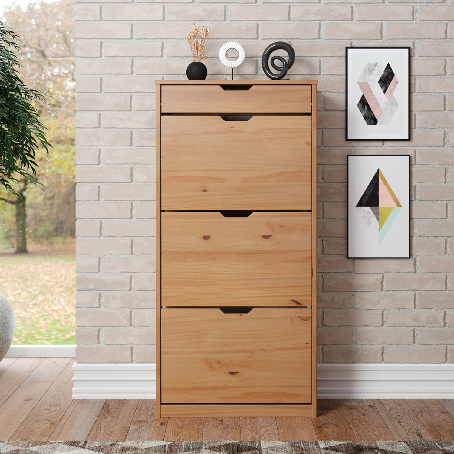 Schuhkipper - natur - Kiefer massiv - 60 cm breit 7 Schuhkipper - natur - Kiefer massiv - 60 cm breit – Bild 5