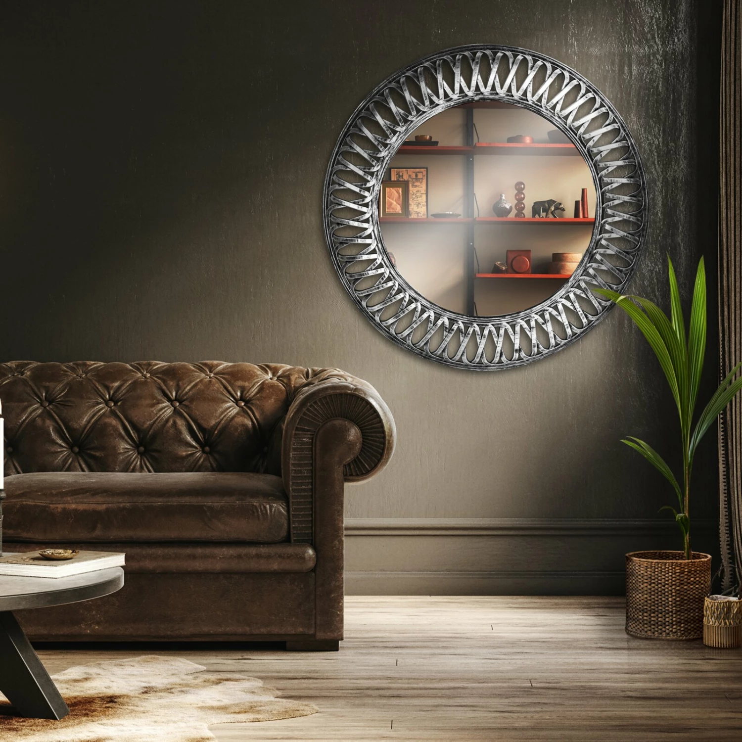 Rahmenspiegel - altsilber - Ø 76 cm 7 Rahmenspiegel - altsilber - Ø 76 cm – Bild 5