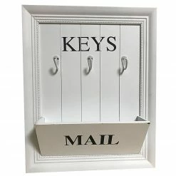 Schlüsselbrett mit Briefhalter - weiß - 9 cm hoch
