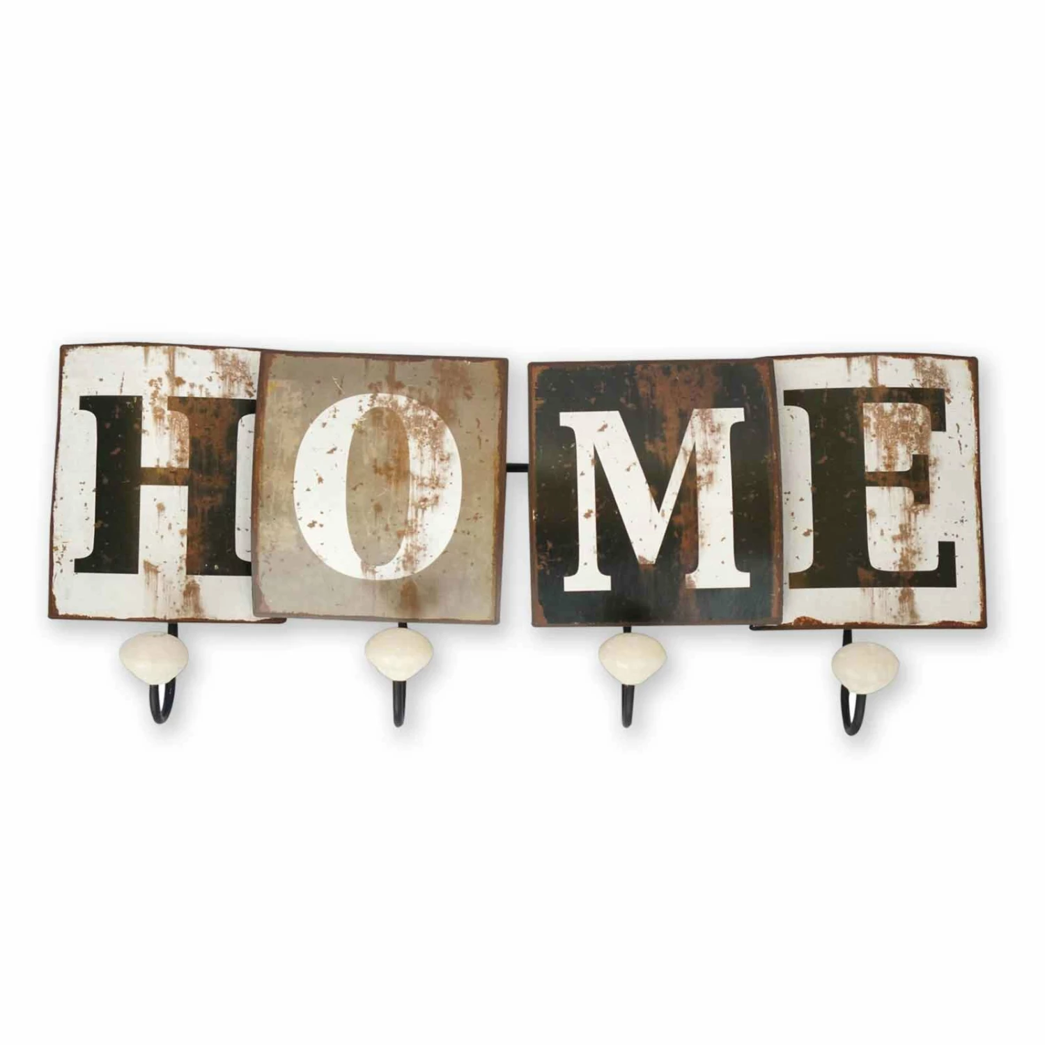 Wandgarderobe - schwarz-braun-weiß - 46x18 cm 3 Wandgarderobe - schwarz-braun-weiß - 46x18 cm