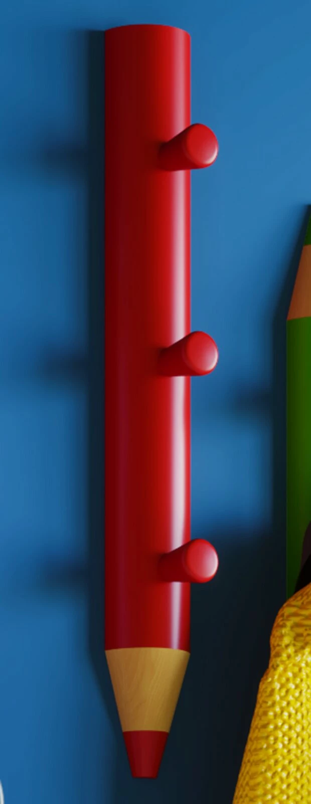 Garderobe STIFTO - rot - 3 Haken 5 Garderobe STIFTO - rot - 3 Haken – Bild 3