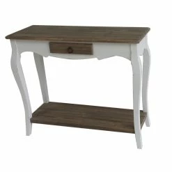 Konsolentisch - weiß - Holz antik - mit Schubkasten - 91 cm breit