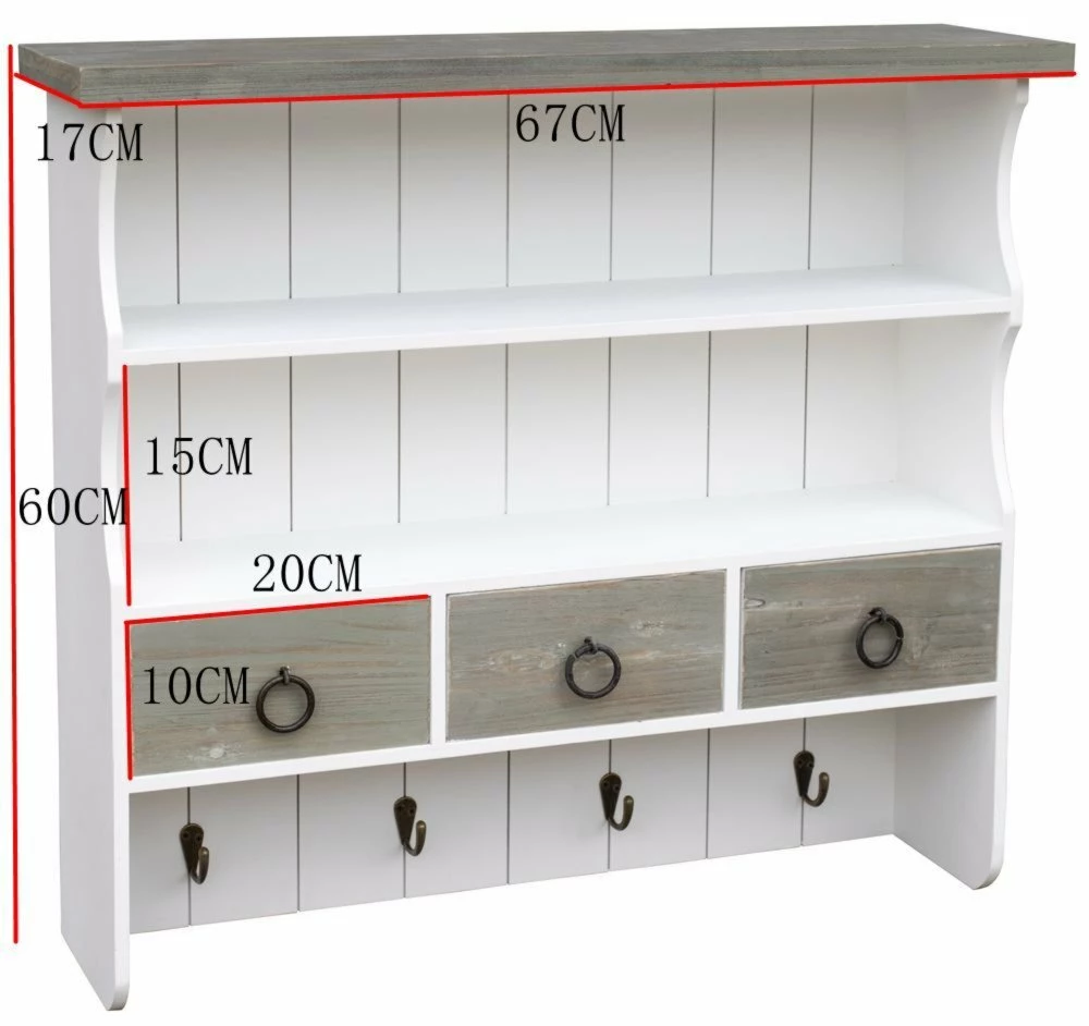 Wandgarderobe - weiß - mit 3 Schubladen 5 Wandgarderobe - weiß - mit 3 Schubladen – Bild 3