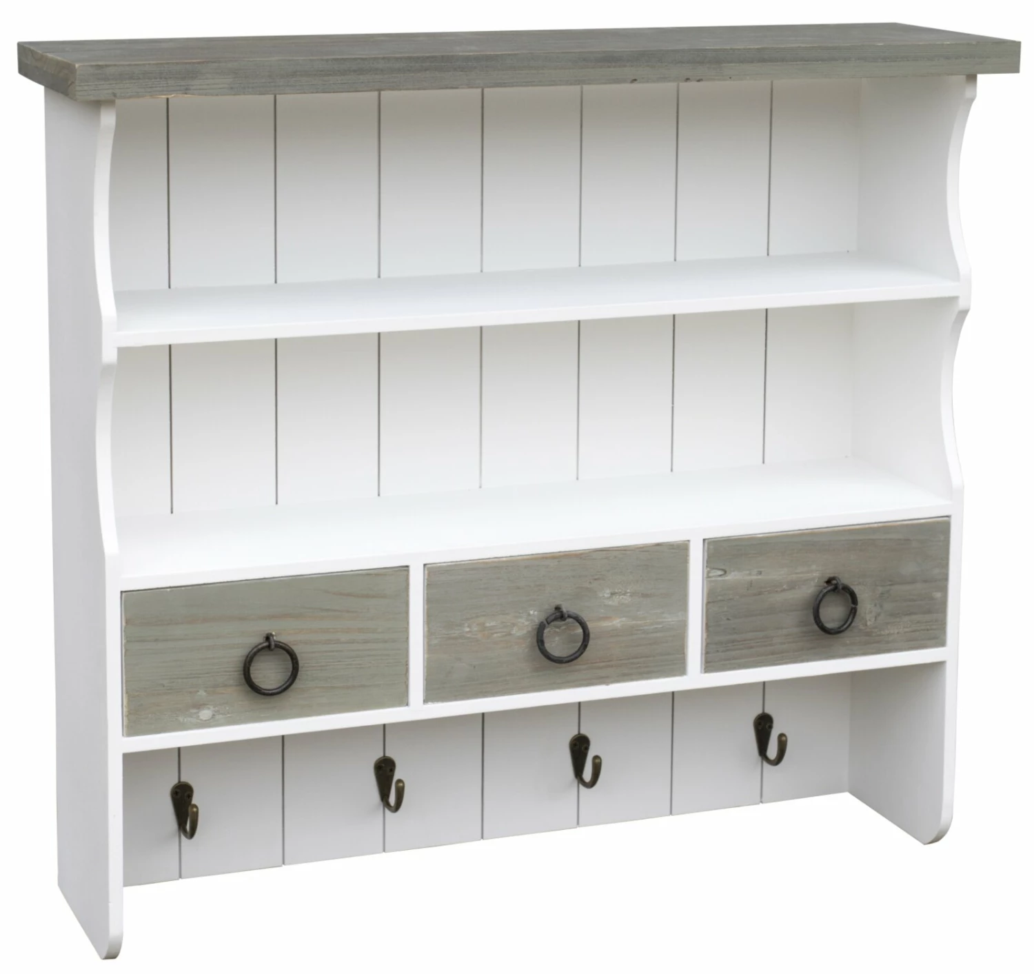 Wandgarderobe - weiß - mit 3 Schubladen 3 Wandgarderobe - weiß - mit 3 Schubladen