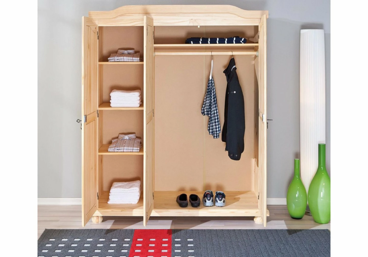 Kleiderschrank BERN - Kiefer Massivholz - 3-türig 7 Kleiderschrank BERN - Kiefer Massivholz - 3-türig – Bild 5