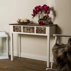 Konsolentisch - weiß-braun - 3 Schubladen - 90 cm breit -Flur & Diele Verkaufsgeschäft 9003655200 04 1600Wx1600H
