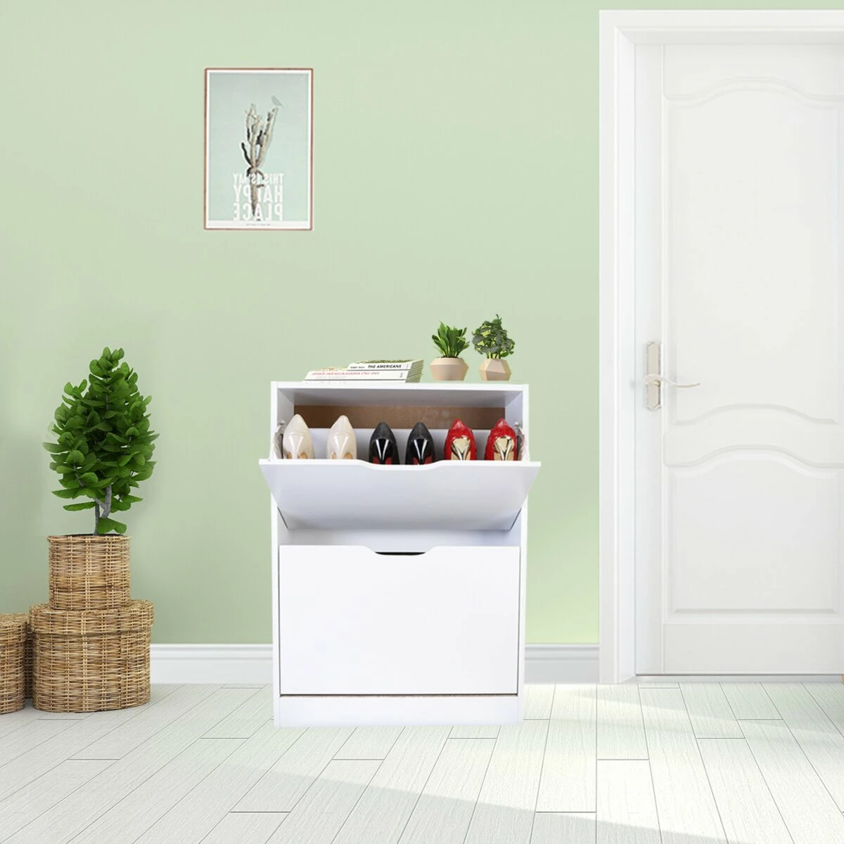 Schuhschrank - weiß - zwei Kipptüren 5 Schuhschrank - weiß - zwei Kipptüren – Bild 3