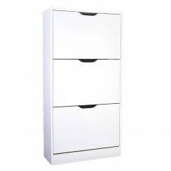 Schuhschrank - weiß - drei Kipptüren